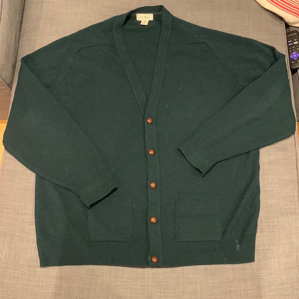 L.L. Bean XL Wool V Neck Button Down Sweater